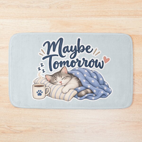 Item preview, Maybe Tomorrow – Funny Sleepy Cat designed and sold by Sasas Design.