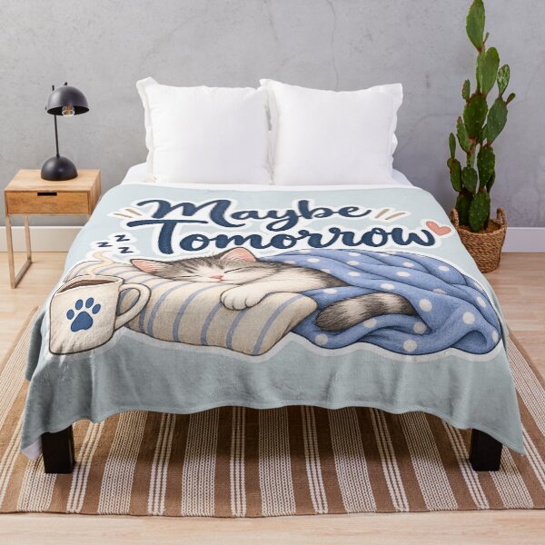 Item preview, Maybe Tomorrow – Funny Sleepy Cat designed and sold by Sasas Design.