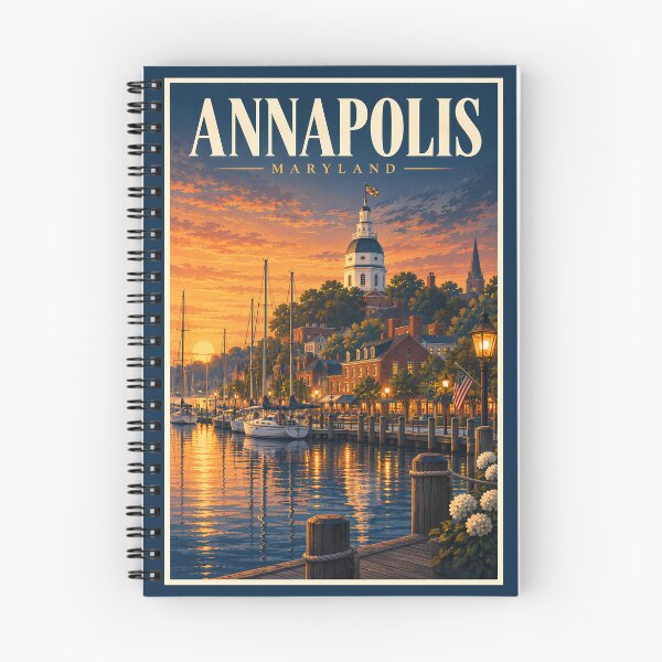 Item preview, Annapolis Maryland Sunset Illustration Travel Art Vintage designed and sold by KrisSidDesigns.