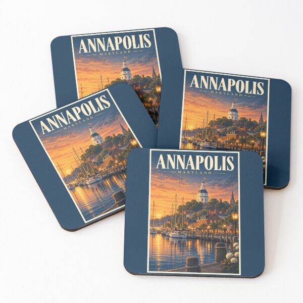 Item preview, Annapolis Maryland Sunset Illustration Travel Art Vintage designed and sold by KrisSidDesigns.