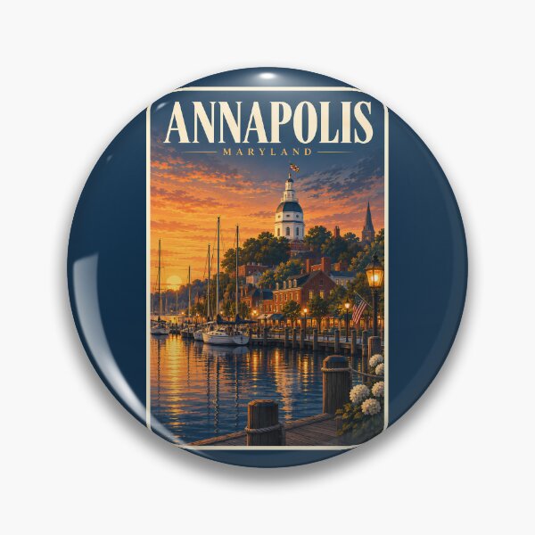 Item preview, Annapolis Maryland Sunset Illustration Travel Art Vintage designed and sold by KrisSidDesigns.