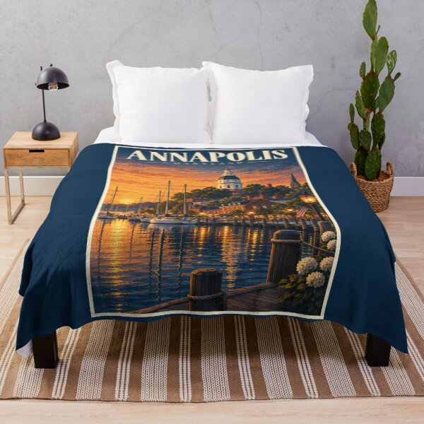Item preview, Annapolis Maryland Sunset Illustration Travel Art Vintage designed and sold by KrisSidDesigns.