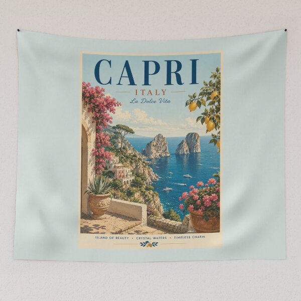 Item preview, Capri Vintage Travel Poster – Italy Mediterranean designed and sold by Sasas Design.