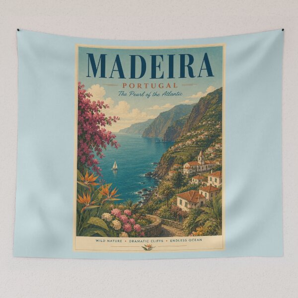 Item preview, Madeira Vintage Travel Poster – Portugal Atlantic Coast designed and sold by Sasas Design.