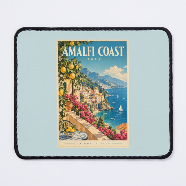 Item preview, Amalfi Coast Vintage Travel Poster – Italy Mediterranean designed and sold by Sasas Design.