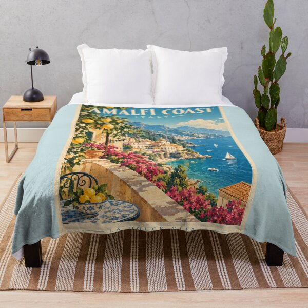Item preview, Amalfi Coast Vintage Travel Poster – Italy Mediterranean designed and sold by Sasas Design.