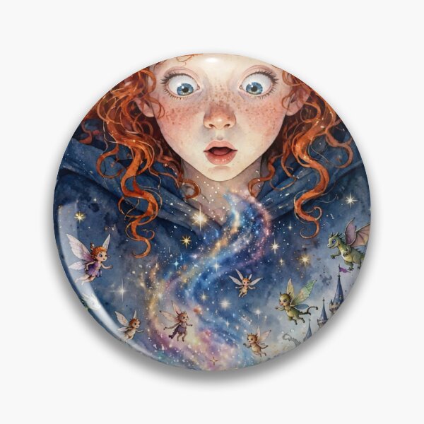 Item preview, Curly Red Hair Girl with Magic Storybook | Watercolor Fairy Tale Art designed and sold by dalilashops.