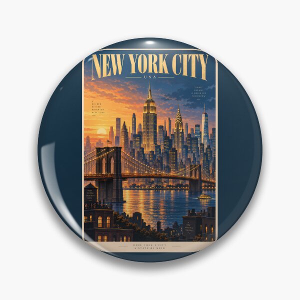 Item preview, New York City Sunset Illustration Travel Art Vintage designed and sold by KrisSidDesigns.