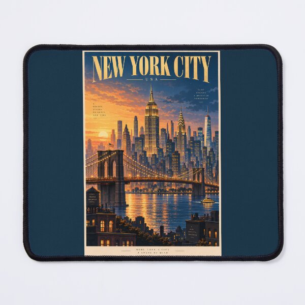 Item preview, New York City Sunset Illustration Travel Art Vintage designed and sold by KrisSidDesigns.