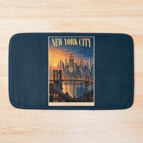 Item preview, New York City Sunset Illustration Travel Art Vintage designed and sold by KrisSidDesigns.