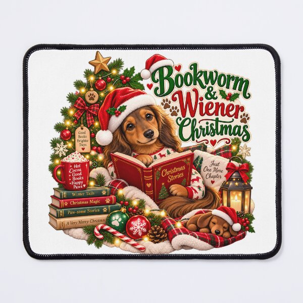 Item preview, Dachshund Christmas Ornament, Book Lover Gift, Funny Wiener Dog, Bookworm Christmas designed and sold by PRINYOS.