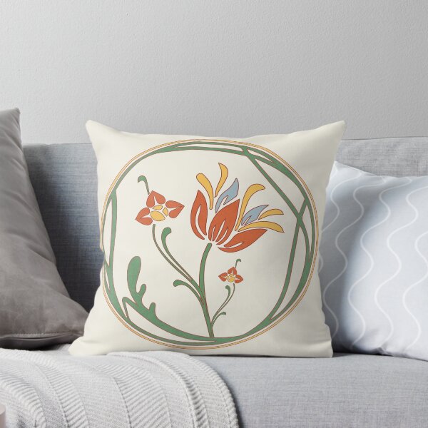 Item preview, Art Nouveau Vintage Floral Crest Orange and Sage Graphic designed and sold by alizye.