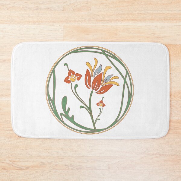 Item preview, Art Nouveau Vintage Floral Crest Orange and Sage Graphic designed and sold by alizye.