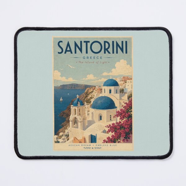 Item preview, Santorini Vintage Travel Poster – Greece Mediterranean Wall Art designed and sold by Sasas Design.
