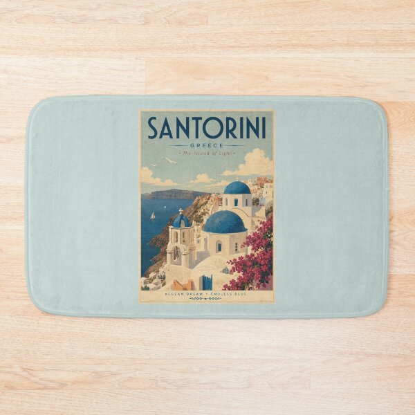 Item preview, Santorini Vintage Travel Poster – Greece Mediterranean Wall Art designed and sold by Sasas Design.