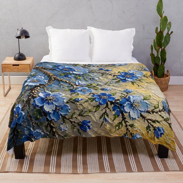 Item preview, Blue Cherry Blossoms Golden Sunset designed and sold by Serene Strokes Art.