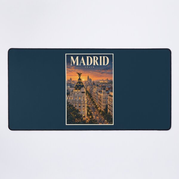 Item preview, Madrid Spain Sunset Illustration Travel Art Vintage designed and sold by KrisSidDesigns.