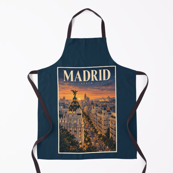 Item preview, Madrid Spain Sunset Illustration Travel Art Vintage designed and sold by KrisSidDesigns.