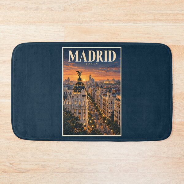 Item preview, Madrid Spain Sunset Illustration Travel Art Vintage designed and sold by KrisSidDesigns.