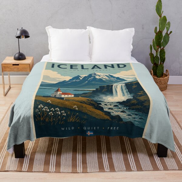 Item preview, Iceland Nordic Travel Poster – Vintage Scandinavian Landscape designed and sold by Sasas Design.