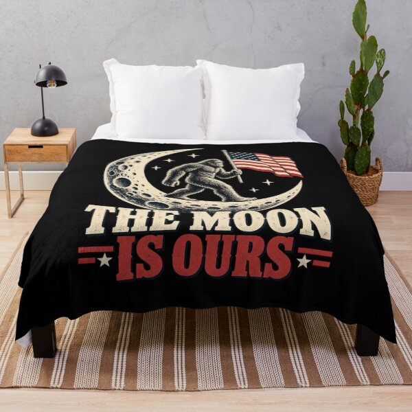 Item preview, Women's The Moon Is Ours American Flag USA Bigfoot Funny Patriotic T-Shirt designed and sold by Trendably.