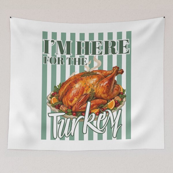Item preview, I'm Here For The Turkey - Funny Thanksgiving Retro Turkey Feast designed and sold by Neurospicy Trolls.