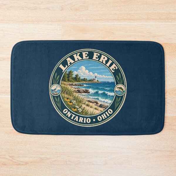 Item preview, Lake Erie Illustration Travel Art Badge designed and sold by KrisSidDesigns.