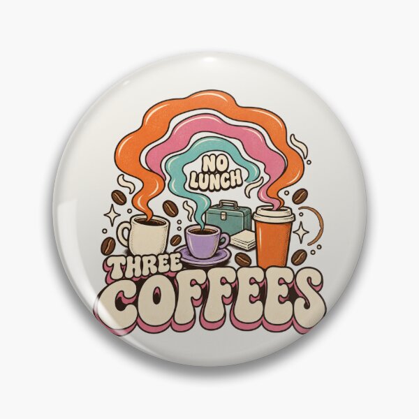 Item preview, Three Coffees No Lunch – Groovy Retro Coffee Typography designed and sold by AmiGraph.