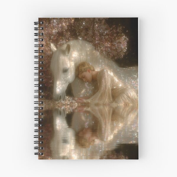 Item preview, Horse Goddess and White Horse – Golden Reflection Fantasy Art designed and sold by All Souls Dream.