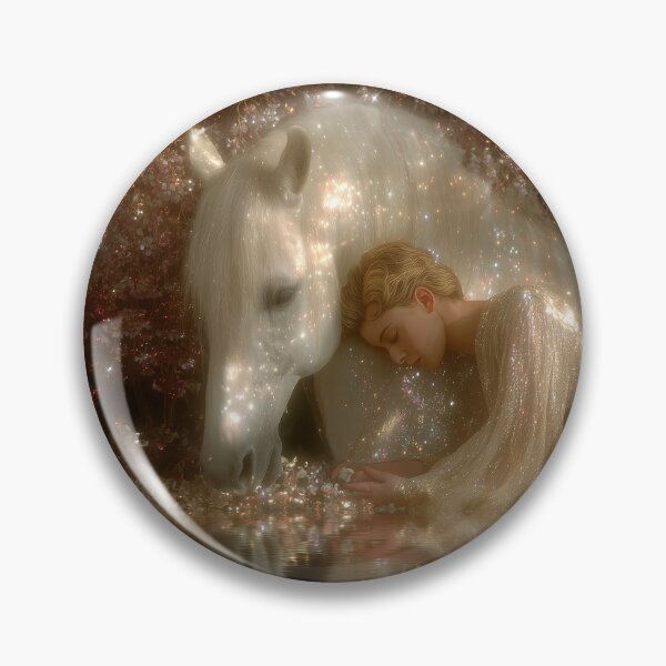 Item preview, Horse Goddess and White Horse – Golden Reflection Fantasy Art designed and sold by All Souls Dream.