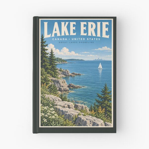 Item preview, Lake Erie Illustration Travel Art Vintage designed and sold by KrisSidDesigns.