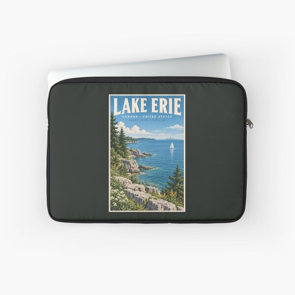 Item preview, Lake Erie Illustration Travel Art Vintage designed and sold by KrisSidDesigns.