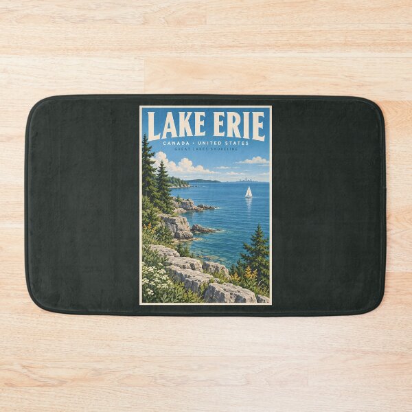 Item preview, Lake Erie Illustration Travel Art Vintage designed and sold by KrisSidDesigns.