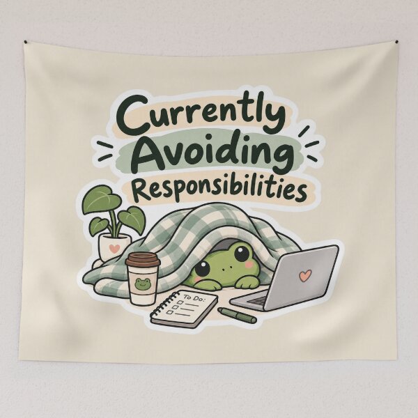 Item preview, Currently Avoiding Responsibilities – Funny Lazy Frog designed and sold by Sasas Design.