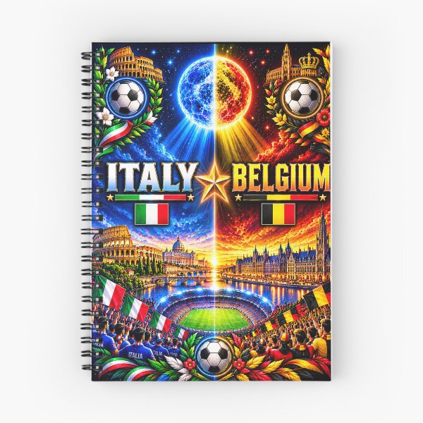 Item preview, Italy Belgium football match poster /cosmic neon football rival art  designed and sold by Nexus Space.