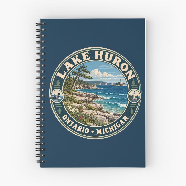 Item preview, Lake Huron Illustration Travel Art Badge designed and sold by KrisSidDesigns.