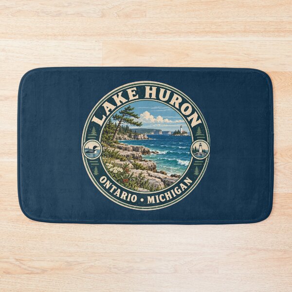 Item preview, Lake Huron Illustration Travel Art Badge designed and sold by KrisSidDesigns.