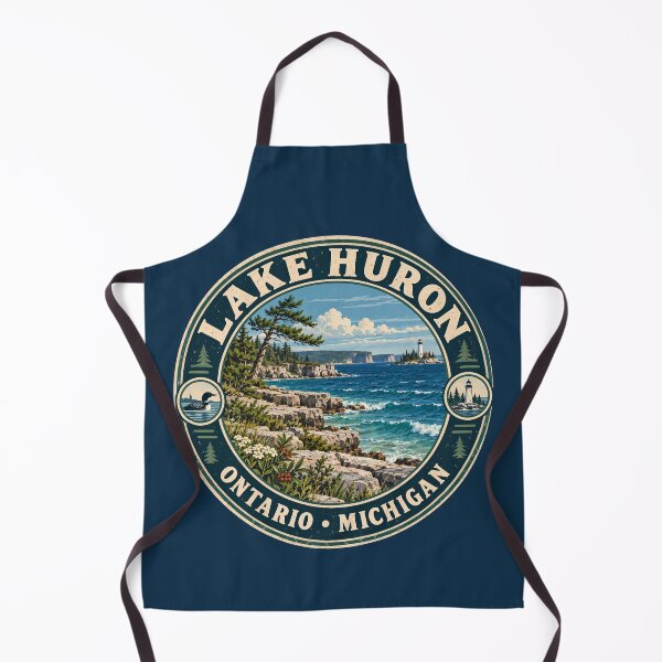 Item preview, Lake Huron Illustration Travel Art Badge designed and sold by KrisSidDesigns.