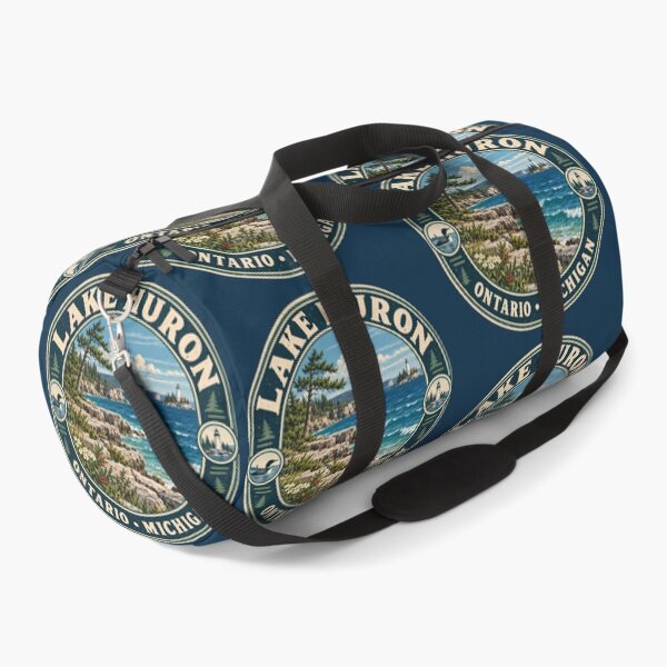 Item preview, Lake Huron Illustration Travel Art Badge designed and sold by KrisSidDesigns.