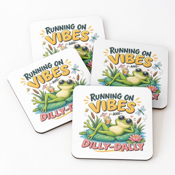Item preview, Running on Vibes and Dilly-Dally – Funny Chill Frog designed and sold by Sasas Design.