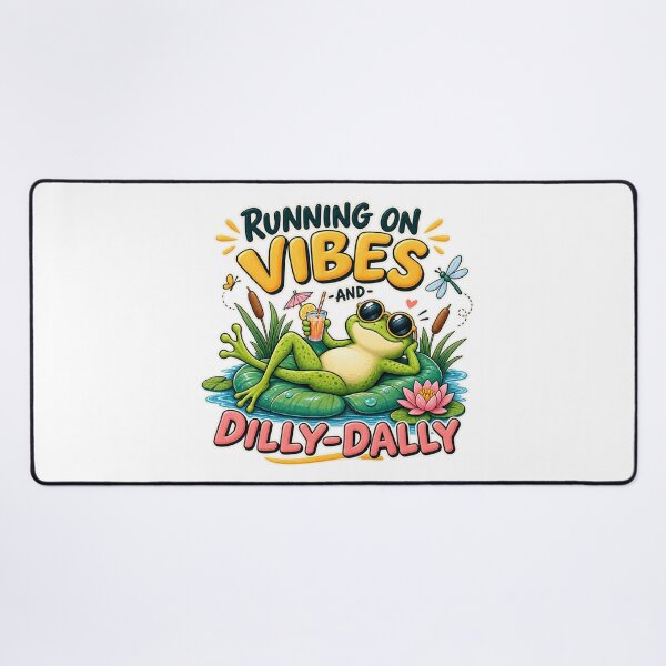 Item preview, Running on Vibes and Dilly-Dally – Funny Chill Frog designed and sold by Sasas Design.