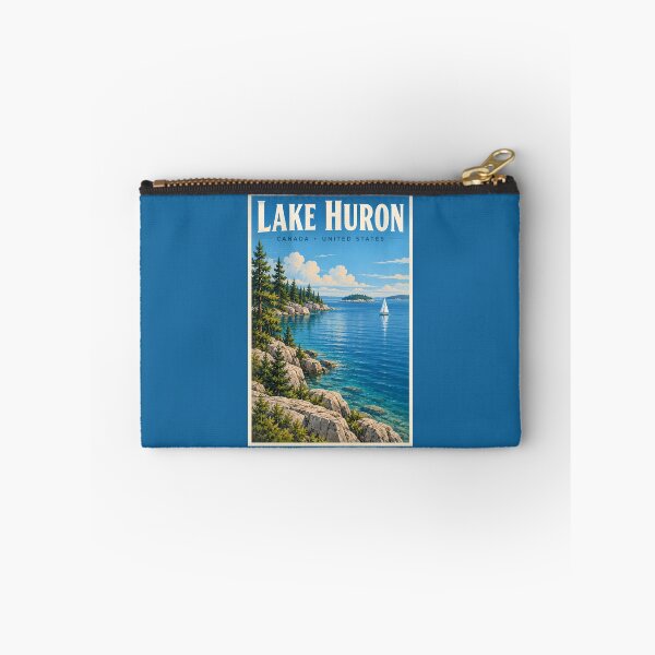 Item preview, Lake Huron Illustration Travel Art Vintage designed and sold by KrisSidDesigns.