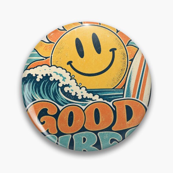 Item preview, Good Vibes Retro Surf Smiley Sticker designed and sold by SurfShop Design.