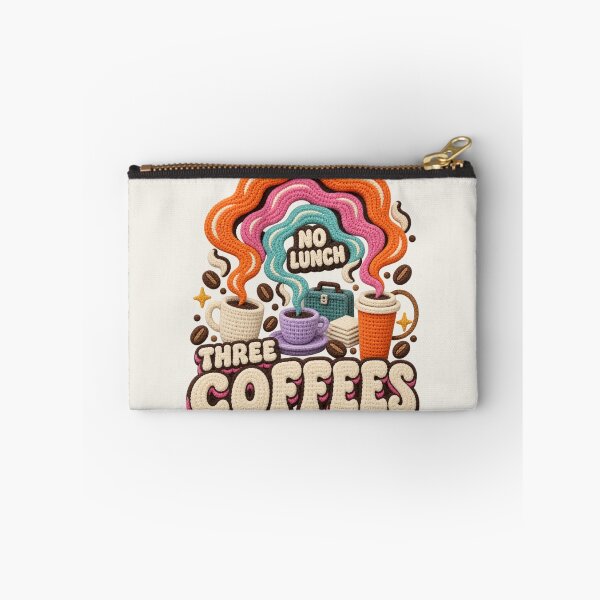 Item preview, Three Coffees No Lunch, Groovy Style Crochet Coffee Typography designed and sold by AmiGraph.