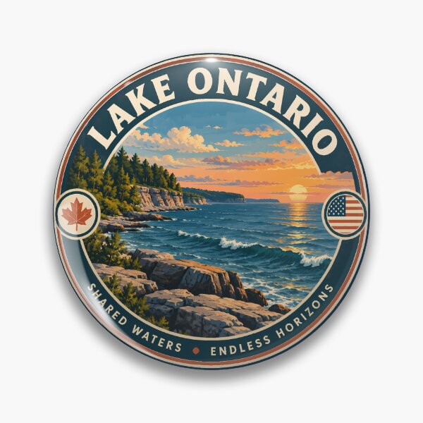 Item preview, Lake Ontario Illustration Travel Art Badge designed and sold by KrisSidDesigns.