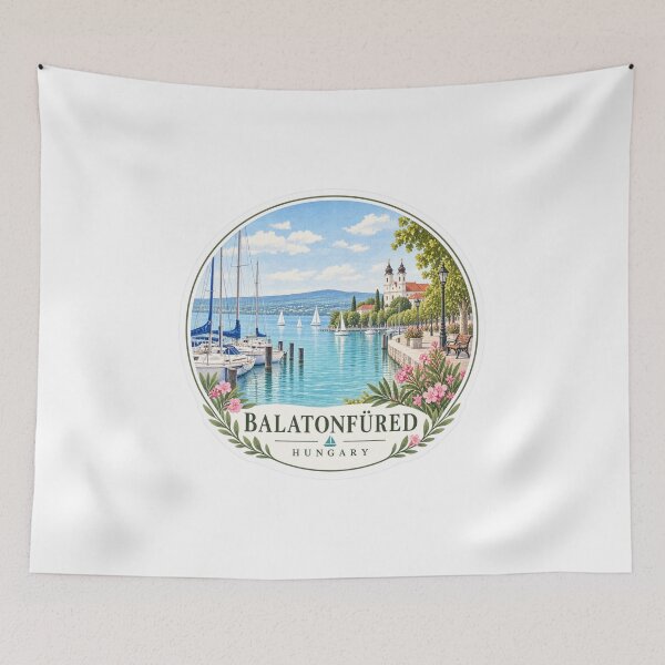 Item preview, Tihany Hungary Lake Balaton Lavender Travel Art designed and sold by GusiaTreasures.