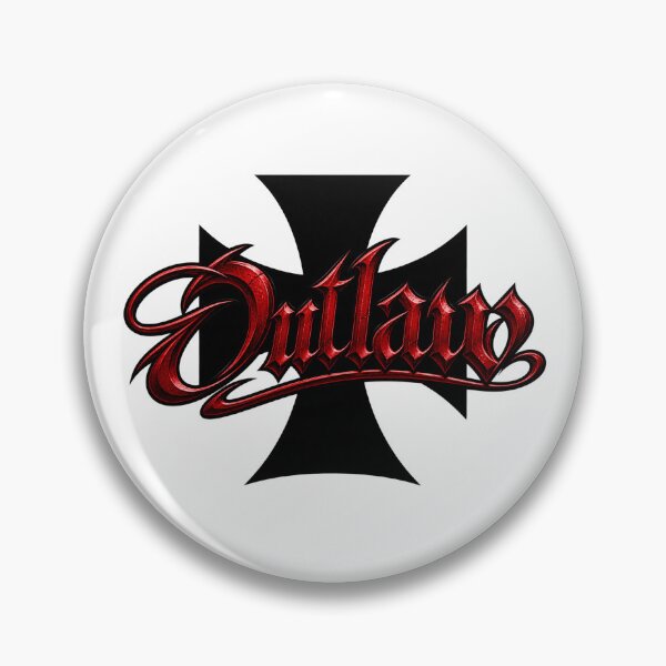 Item preview, Outlaw Iron Cross Biker Style - Metal Chrome Typo designed and sold by Legacy Apparel Co..