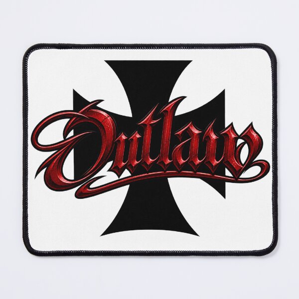 Item preview, Outlaw Iron Cross Biker Style - Metal Chrome Typo designed and sold by Legacy Apparel Co..