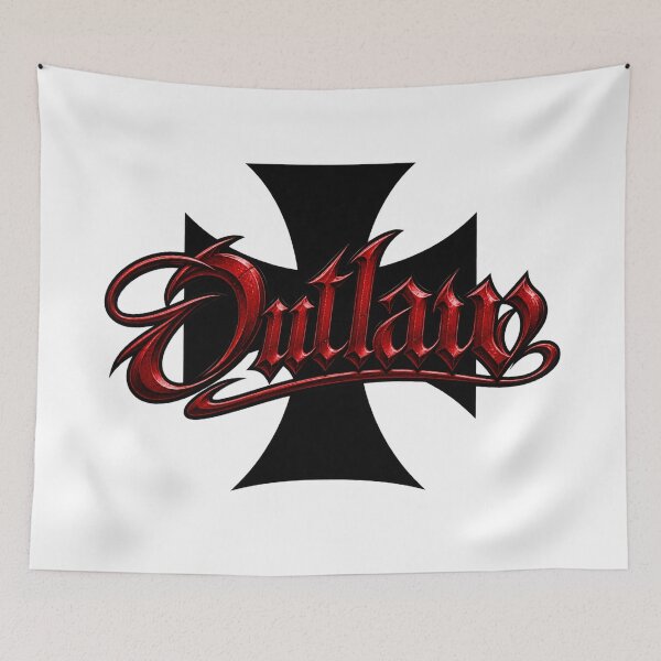 Item preview, Outlaw Iron Cross Biker Style - Metal Chrome Typo designed and sold by Legacy Apparel Co..