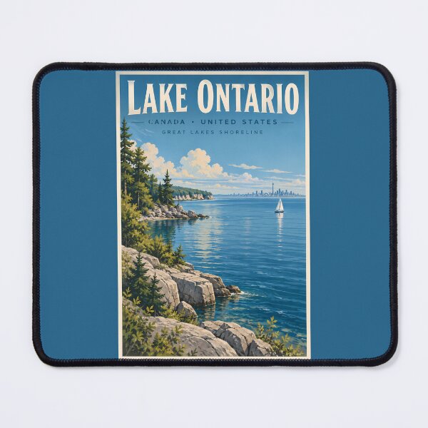 Item preview, Lake Ontario Illustration Travel Art Vintage designed and sold by KrisSidDesigns.